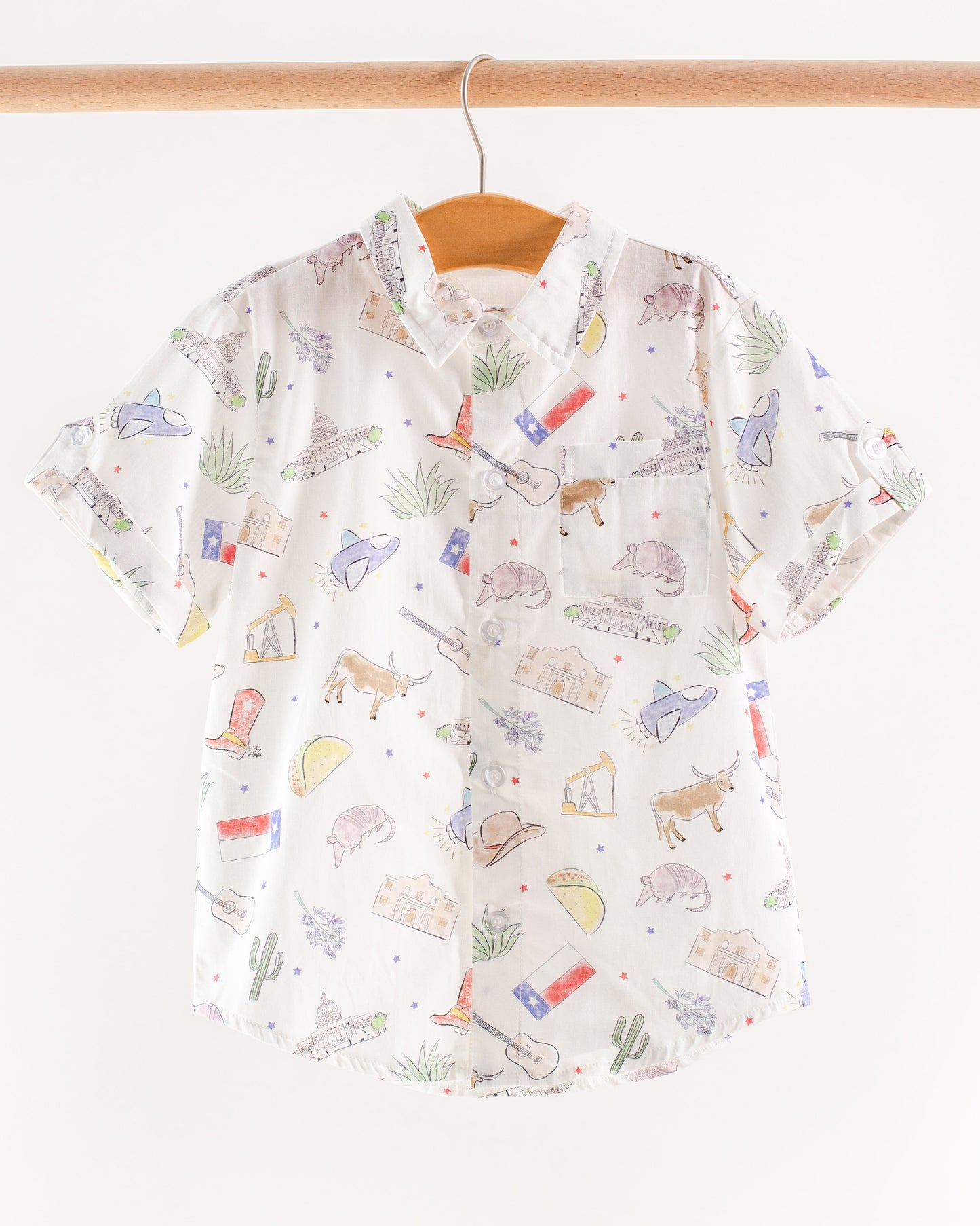 Texas Kids Short Sleeve Collared Shirt