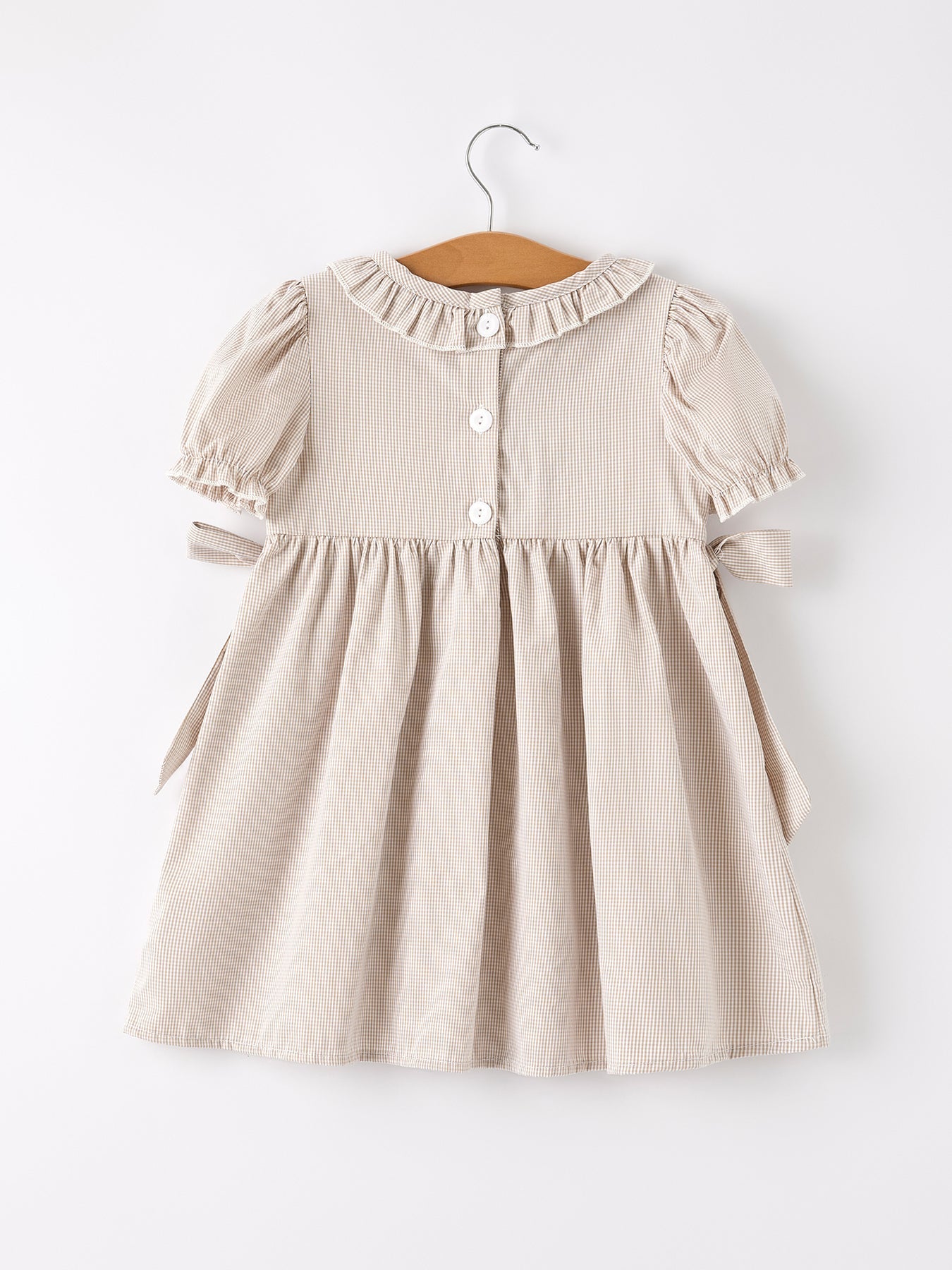 Fall Pumpkin Embroidery Smock Plaid Girls Dress