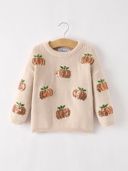 Thanksgiving Halloween Pumpkin Sequin Sweater