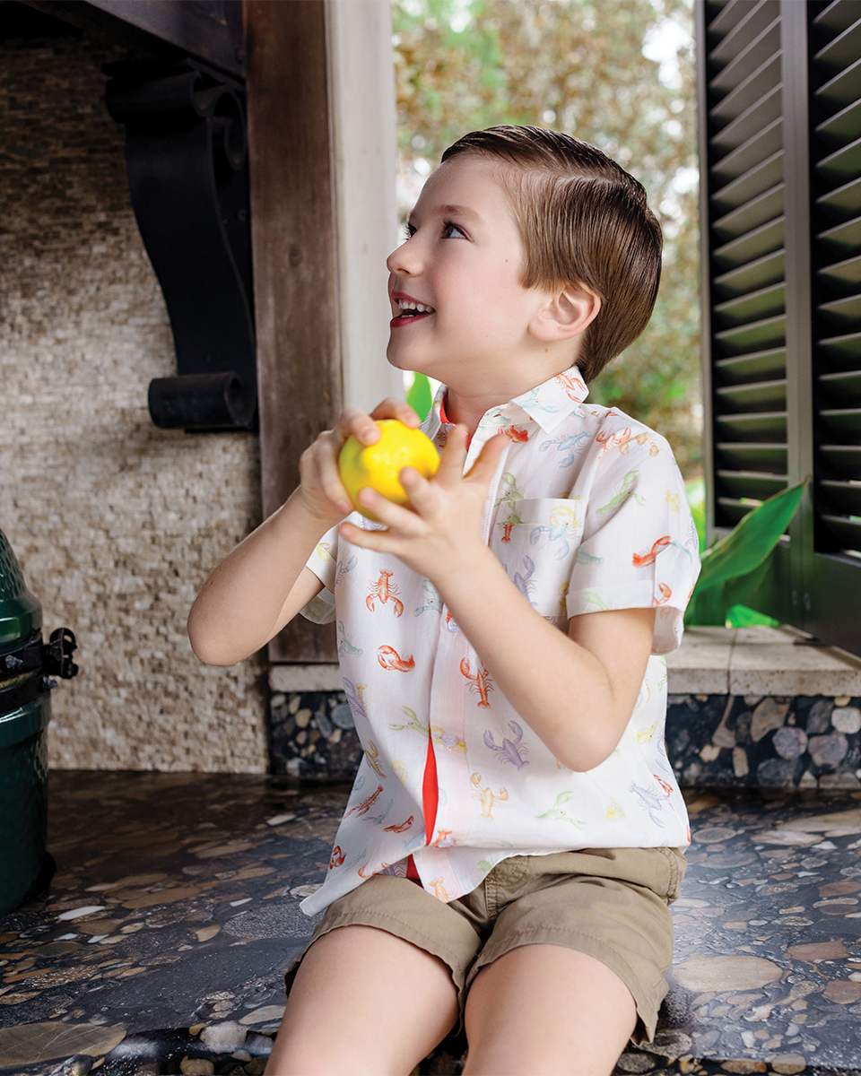 Colorful Claws Short Sleeve Collared Crawfish Shirt