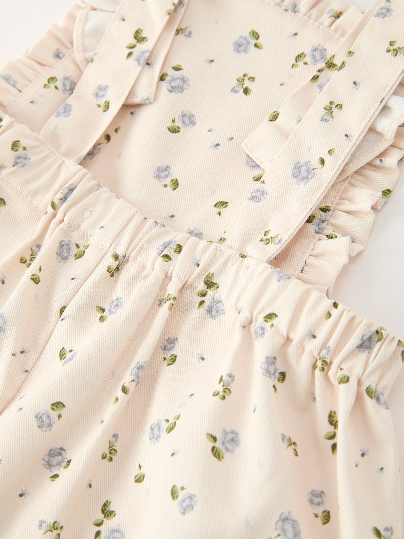 Girls Blue Floral Print Wide Leg Jumpsuit