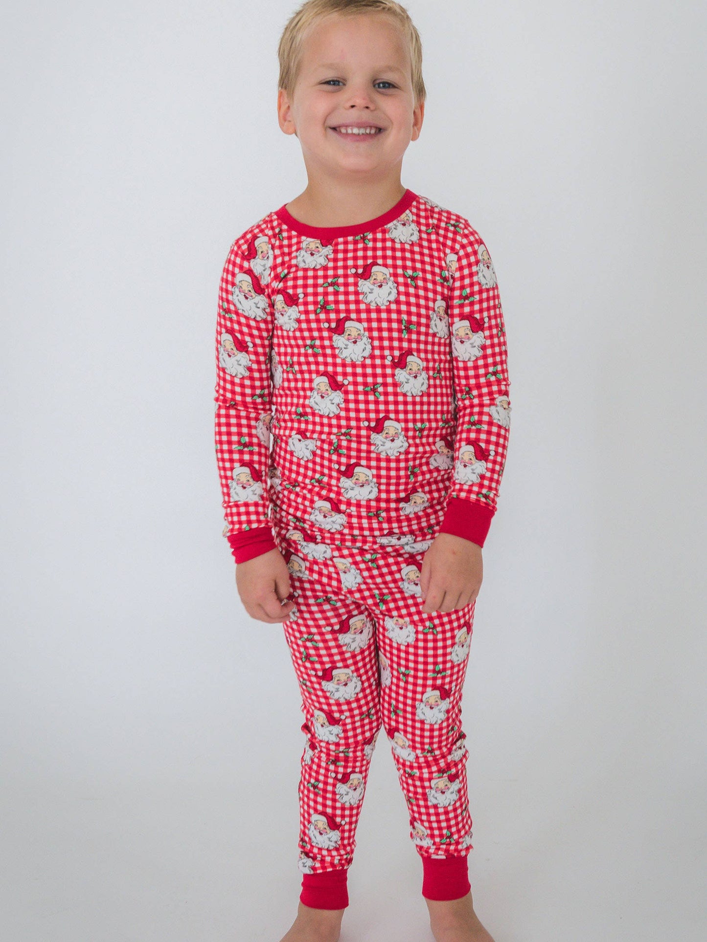 SoftSnooze™ Kids Bamboo Viscose Red Dear Santa Long Sleeve Pajama Set