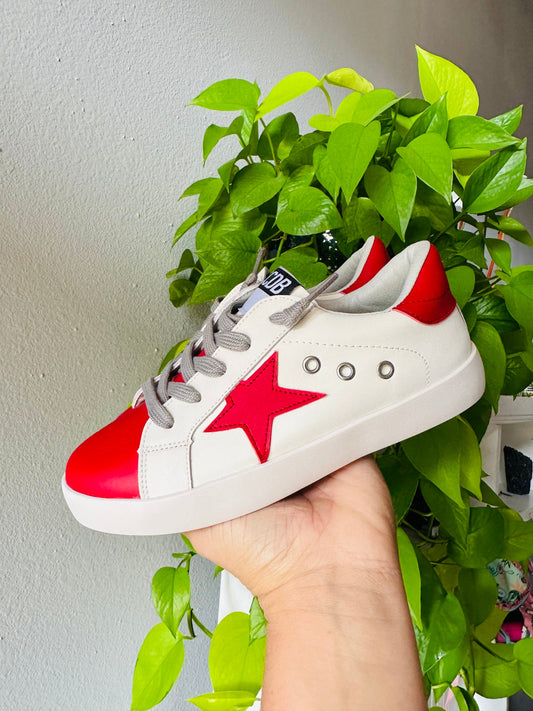 White with Red Star Sneakers