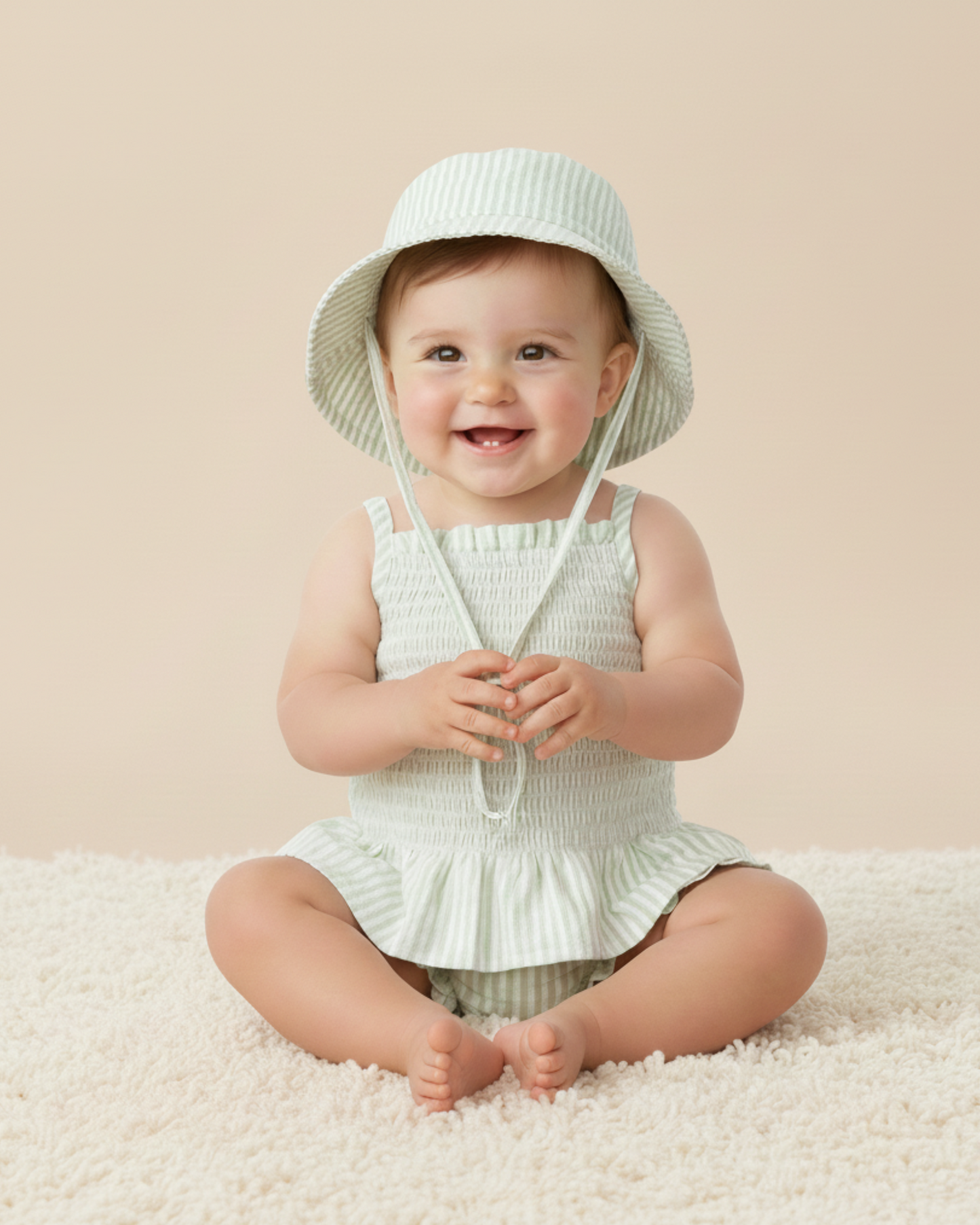 Organic Bucket Sun Hat - Basil Stripes