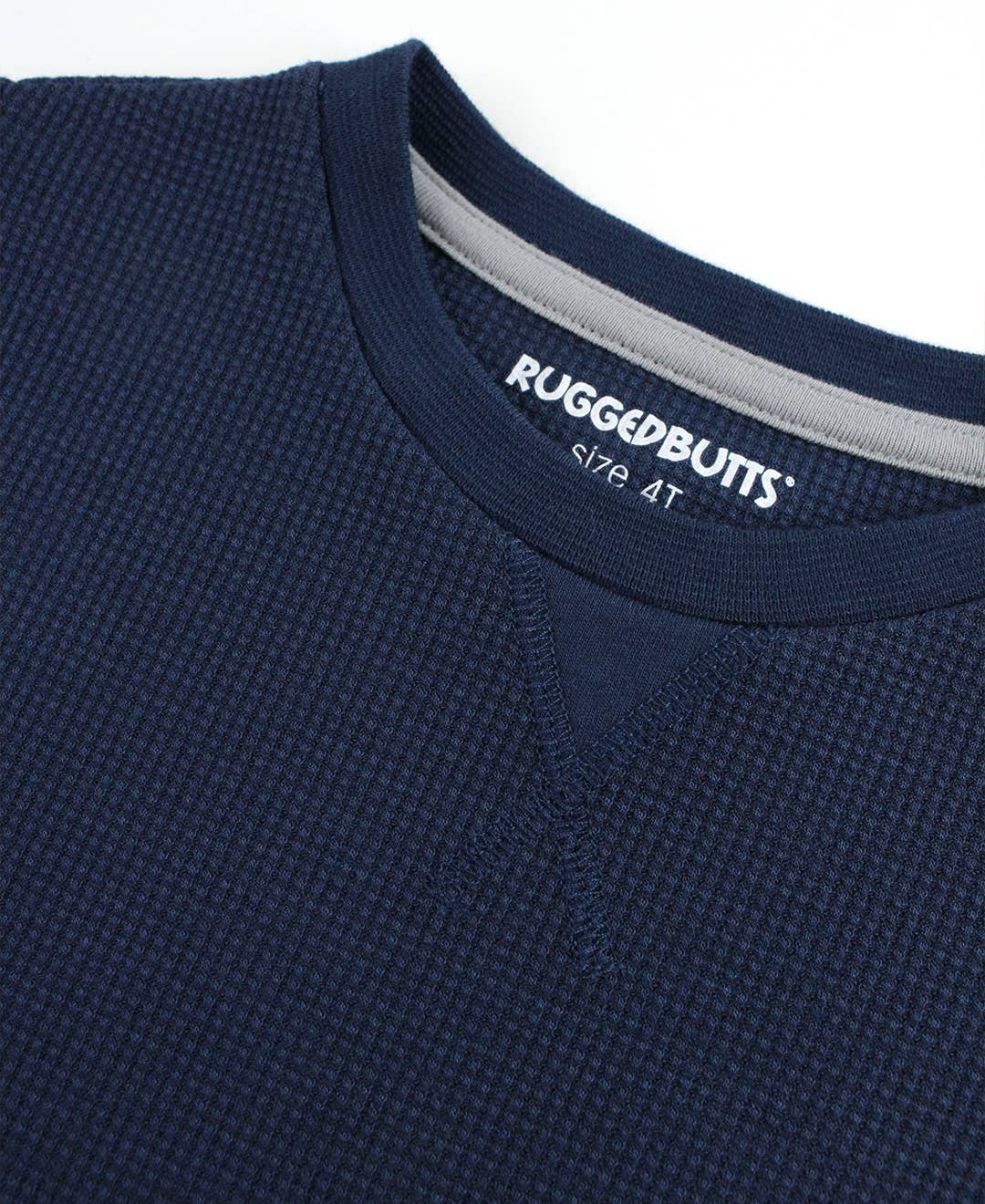 Boys Dark Navy Waffle Knit Long Sleeve Crew Neck Shirt