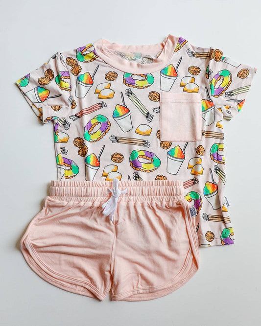 Pink Southern Sweets Bamboo Varsity Short Set