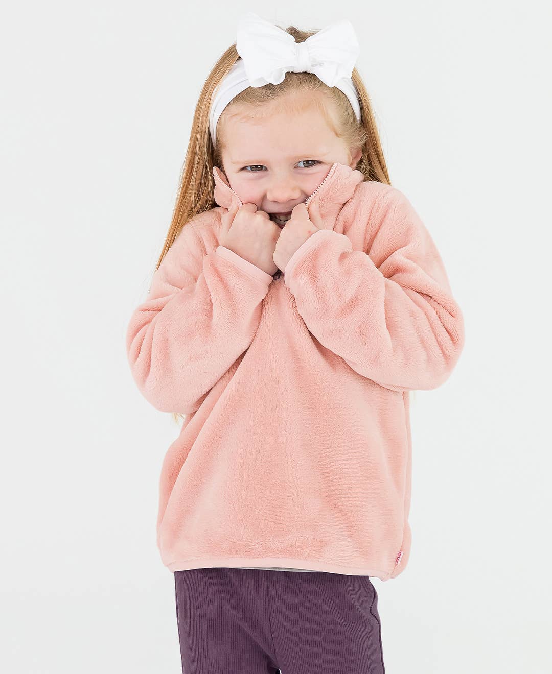 PREORDER | Girls French Rose Pink Fleece Quarter-Zip Pullover