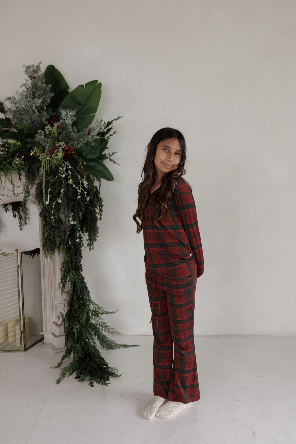 Youth Flare Bamboo Pajamas | Christmas Plaid