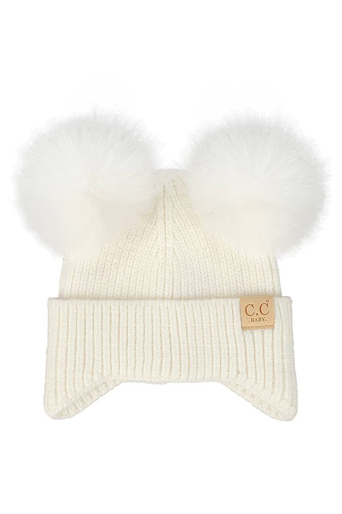 C.C Baby Ear Flap Pom Pom Beanie