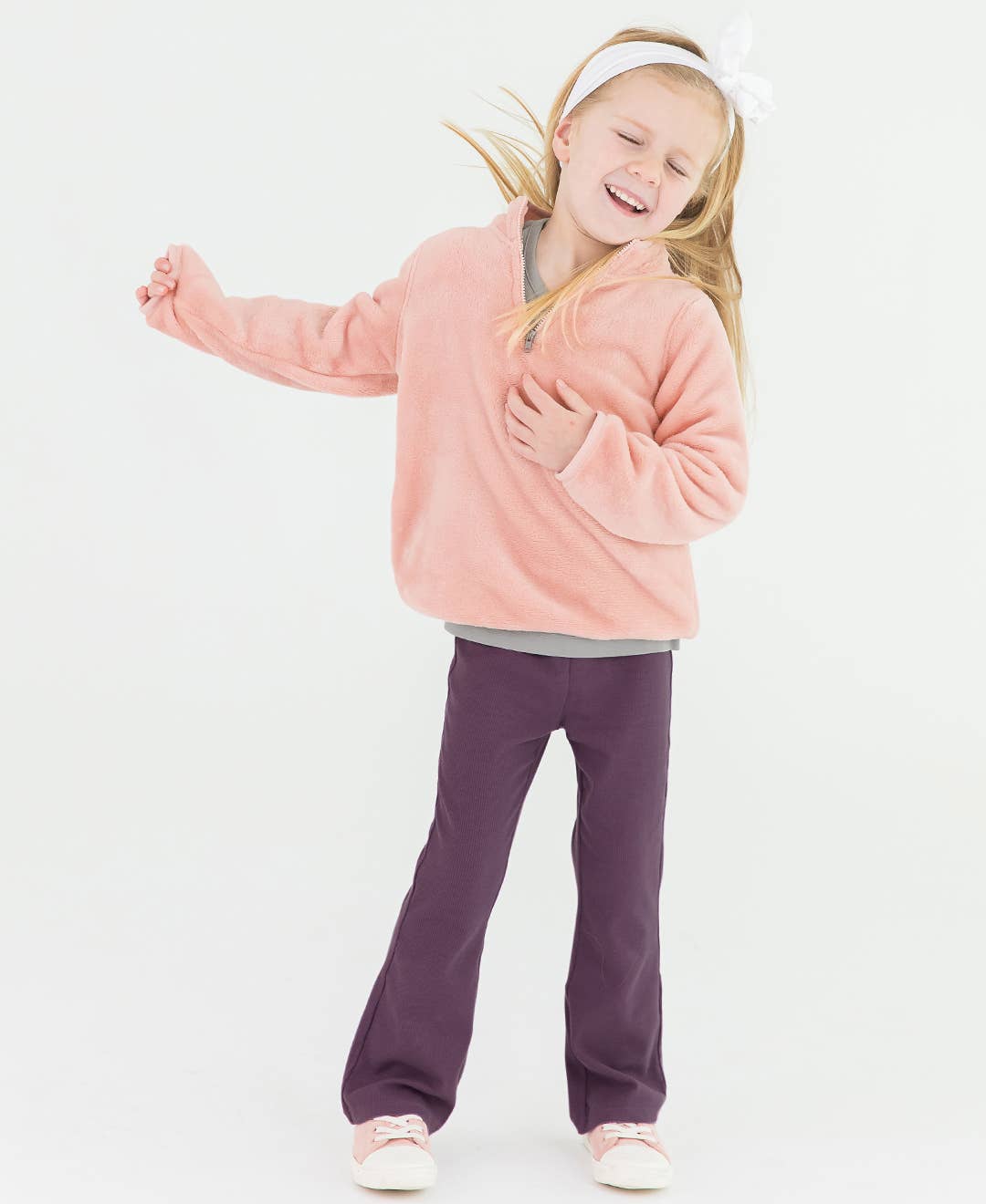 PREORDER | Girls French Rose Pink Fleece Quarter-Zip Pullover