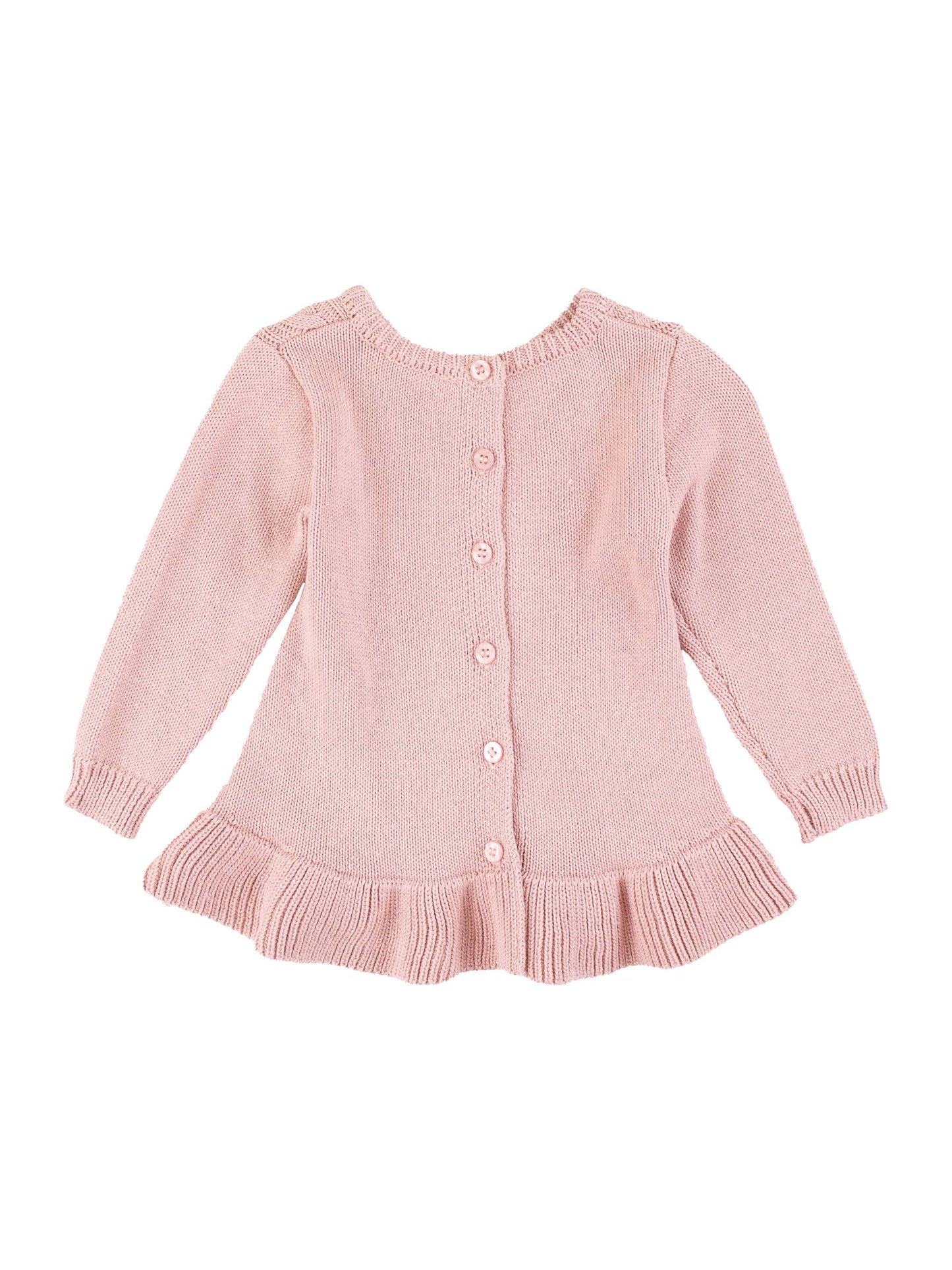Girls Pale Mauve Ruffle Hem Cable Knit Sweater