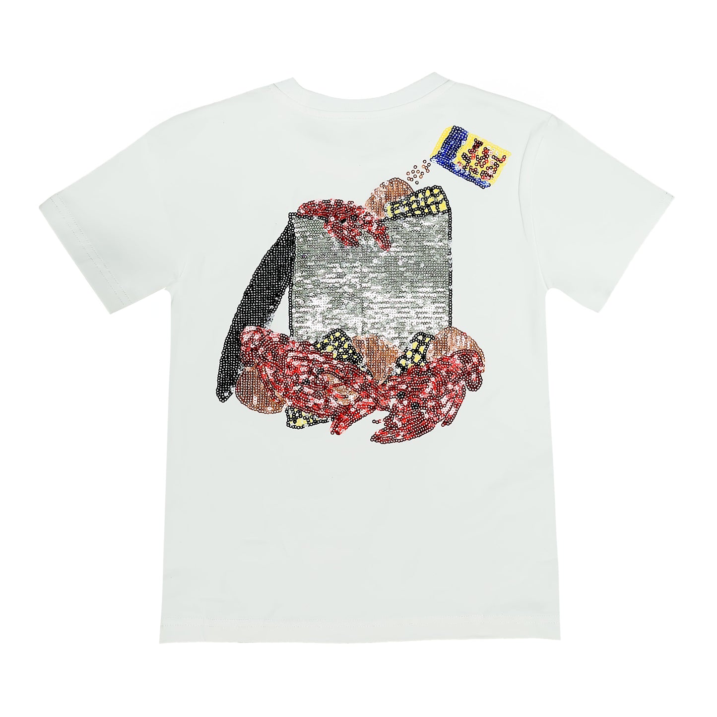 Crawfish Season Sequin White Shirt