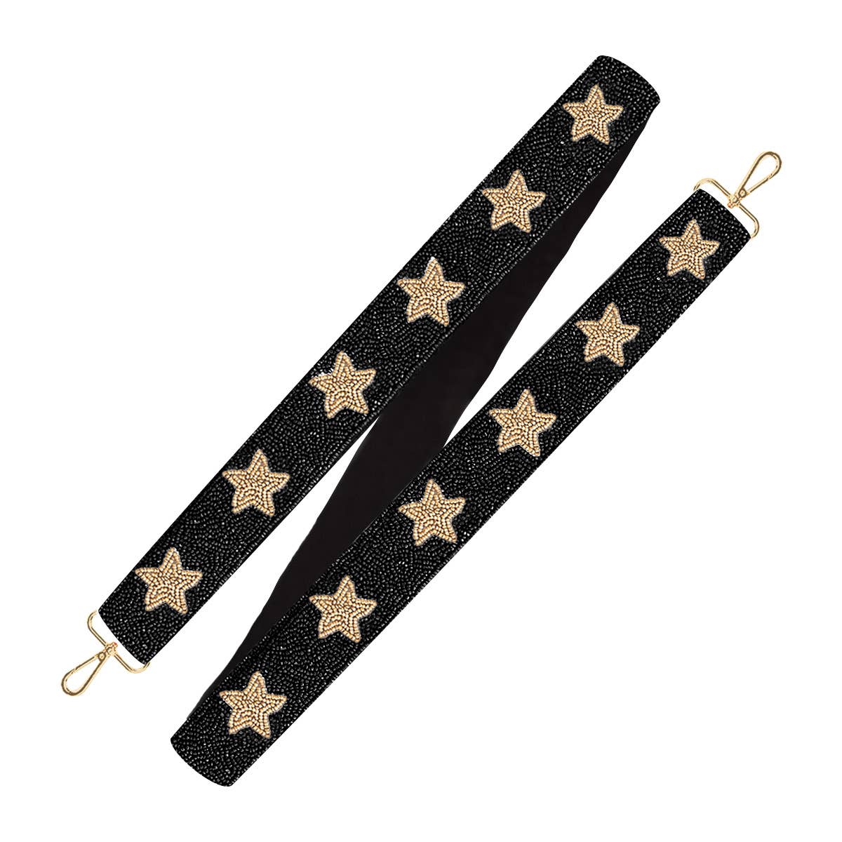Black & Gold Star Beaded Crossbody Strap
