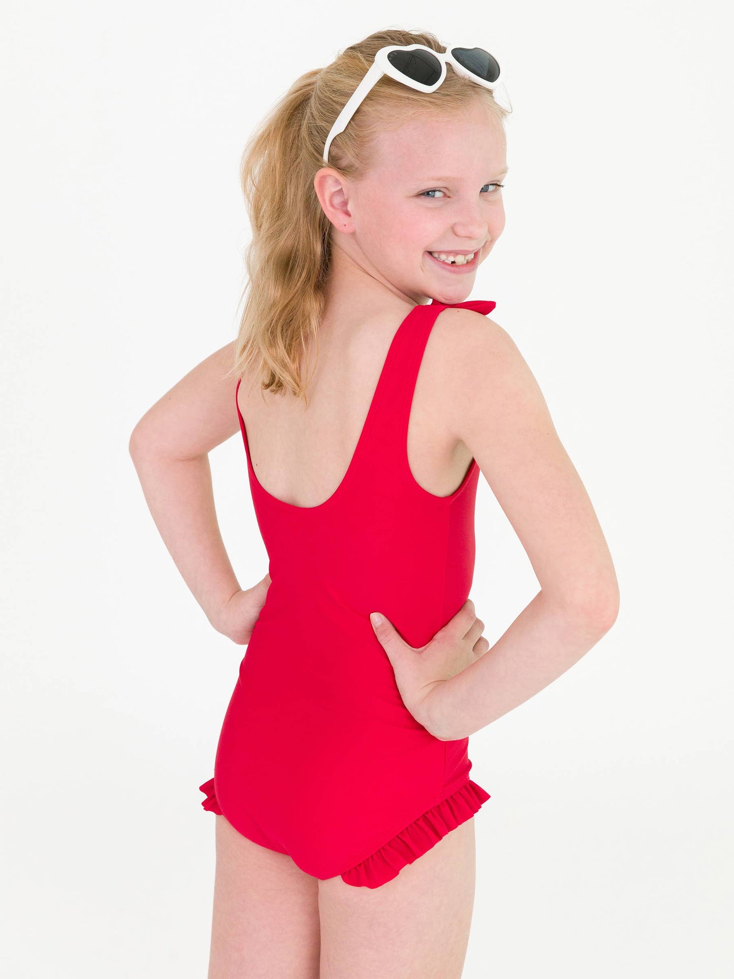 Girls True Red Tie Shoulder One Piece