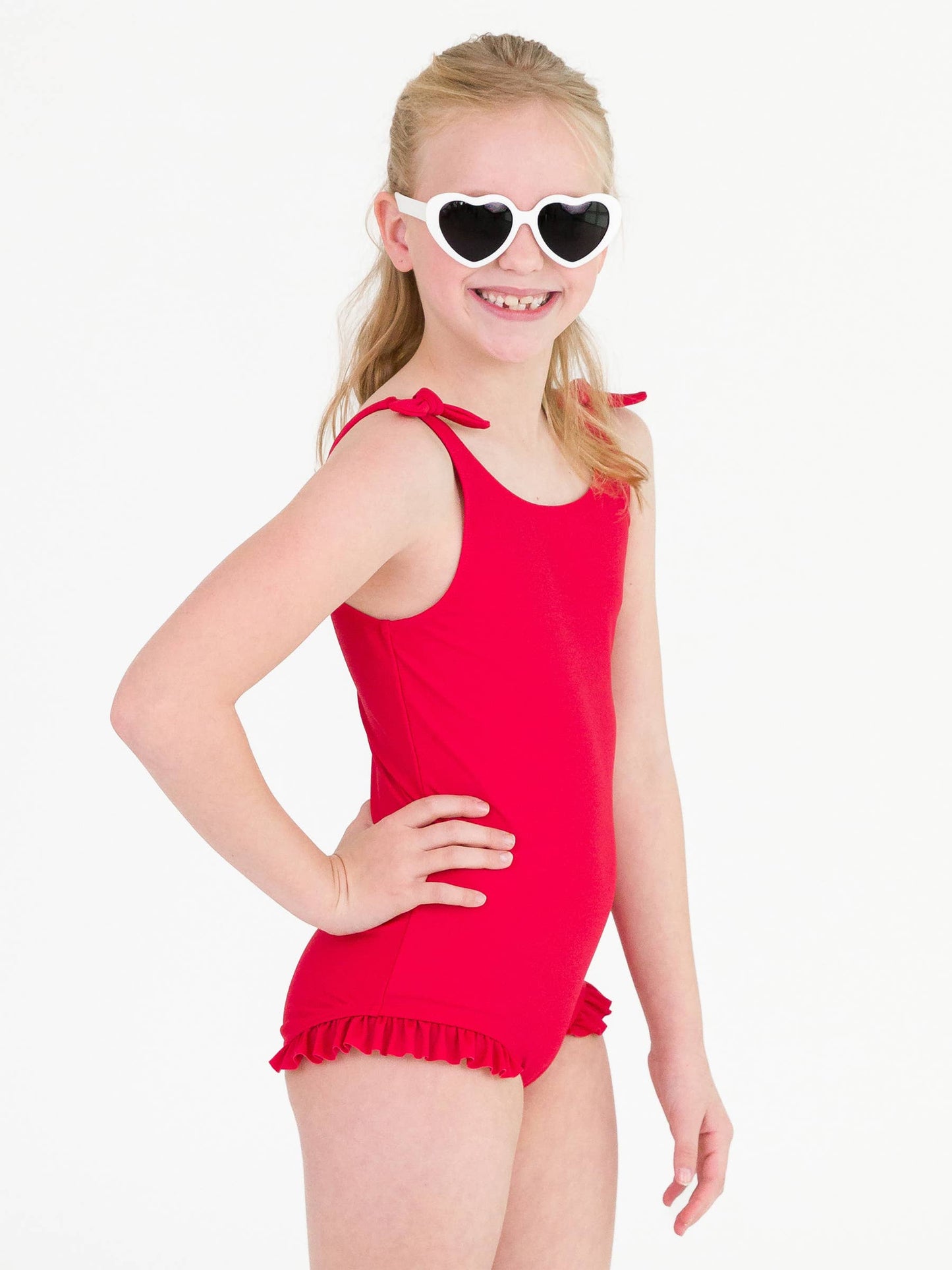 Girls True Red Tie Shoulder One Piece