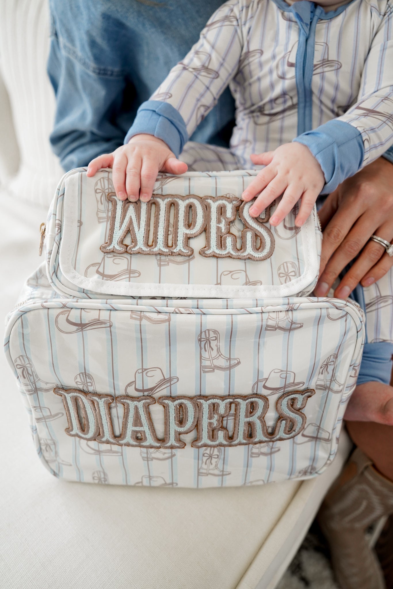 Wipes Pouch | Western Blues Clear Coat Bag