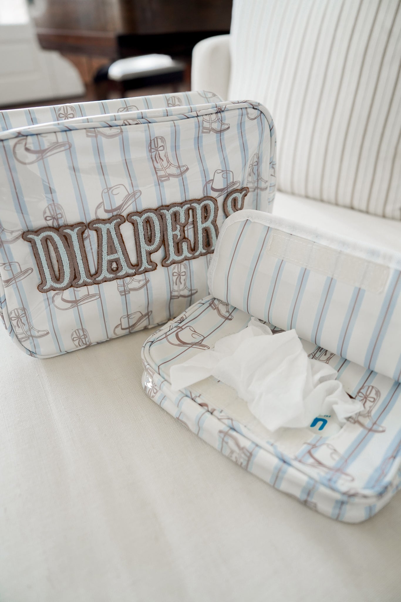 Wipes Pouch | Western Blues Clear Coat Bag
