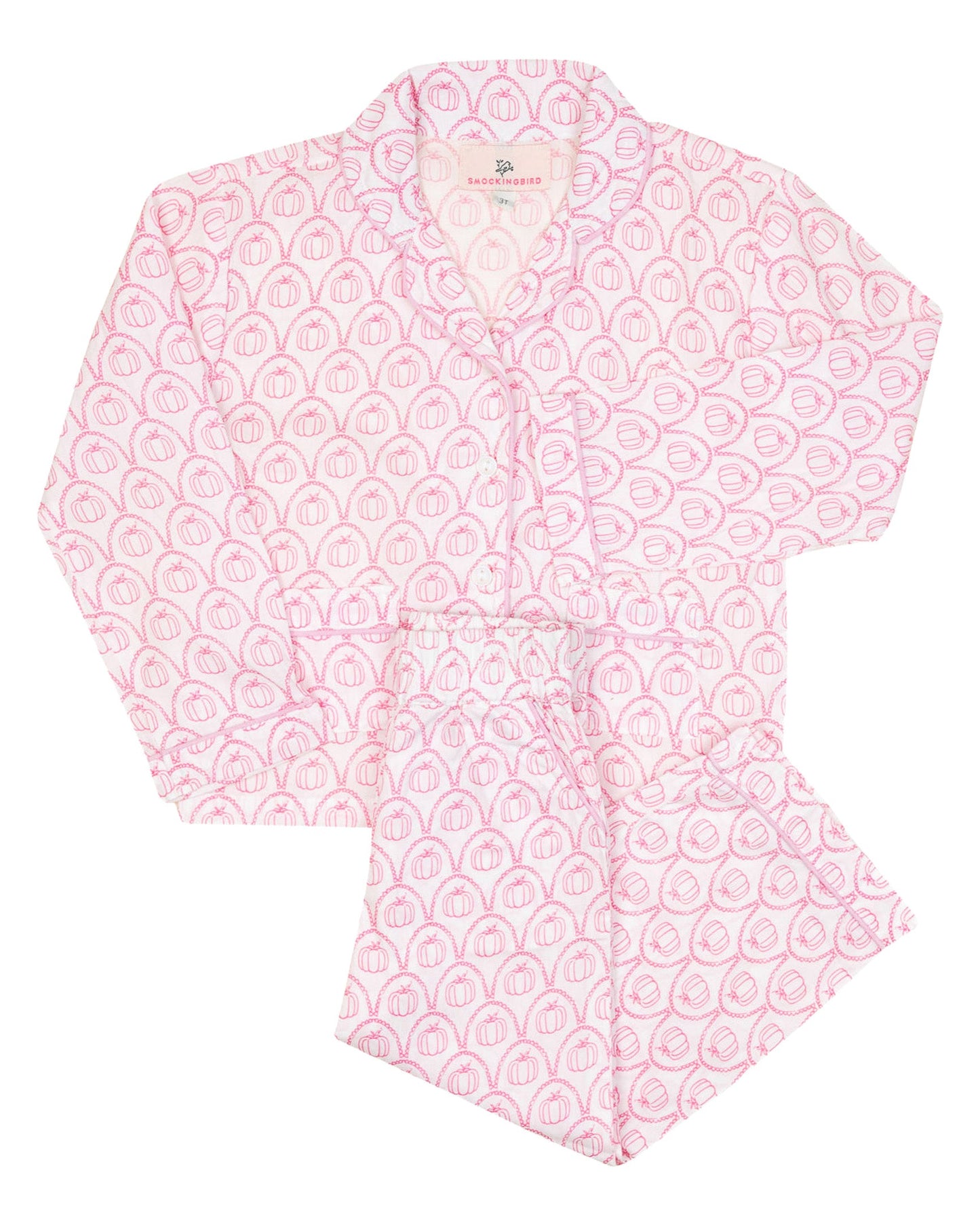 Pink patterned shirt on a white background
