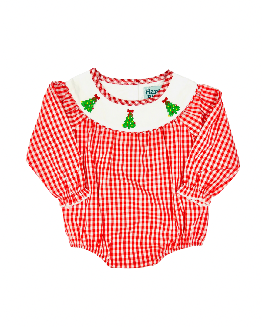 Hazel Blue Red Gingham Christmas Tree Bubble