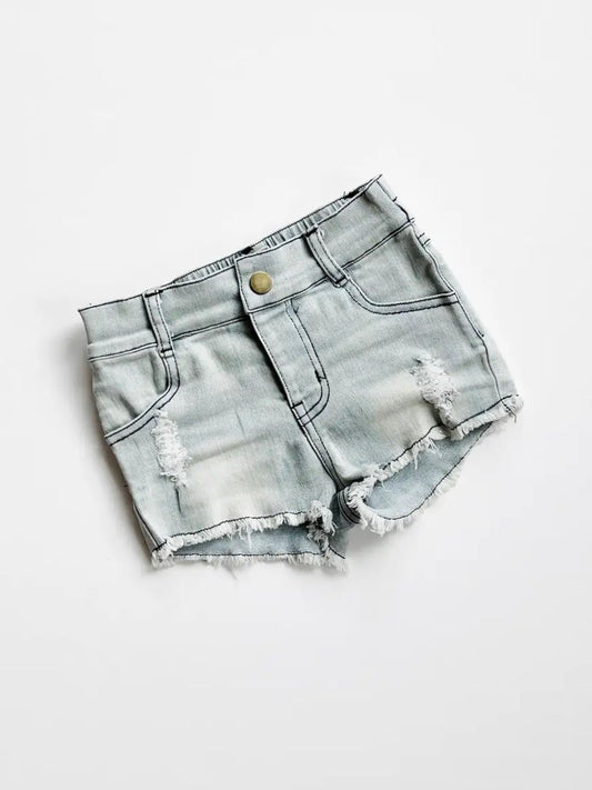 Girls Denim Shorts | Slate Gray