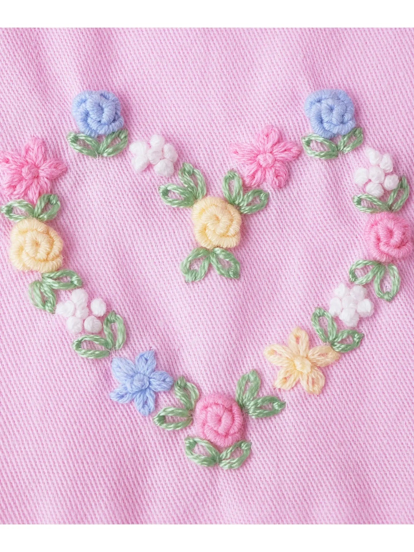 Pink Rosebud Embroidered Bubble + Bonnet