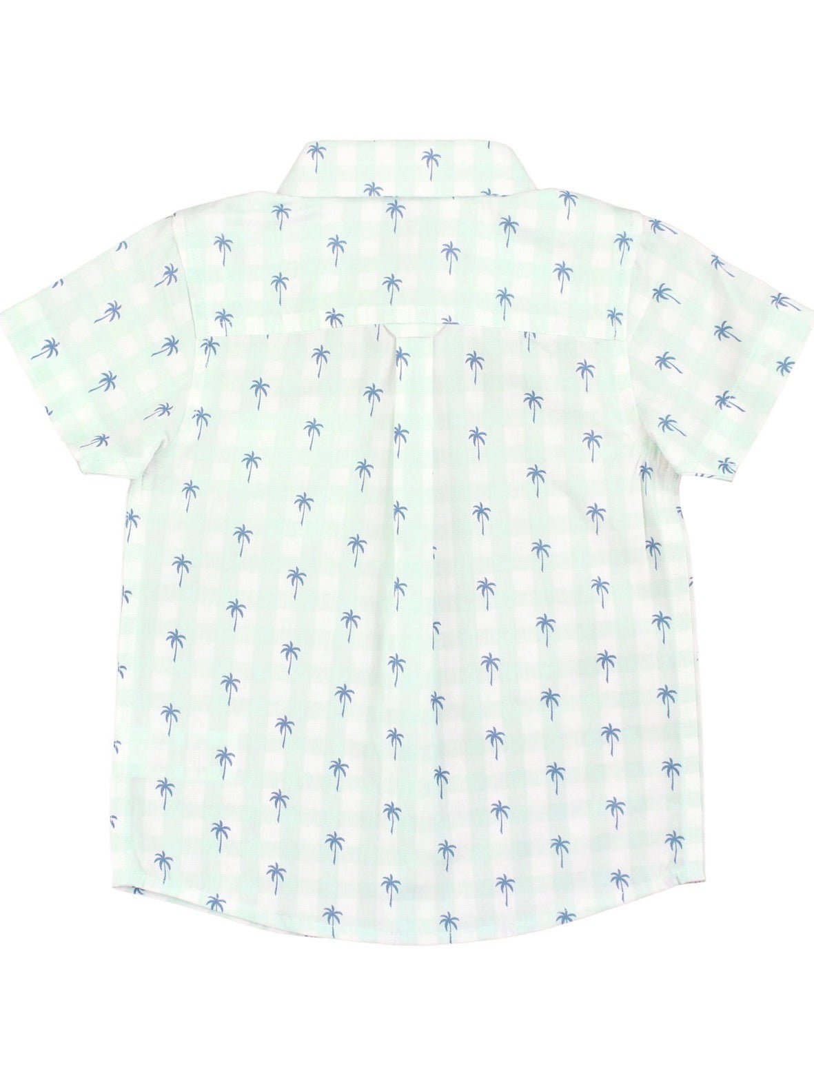 Palm Tree Gingham Short Sleeve Button Down Shirt