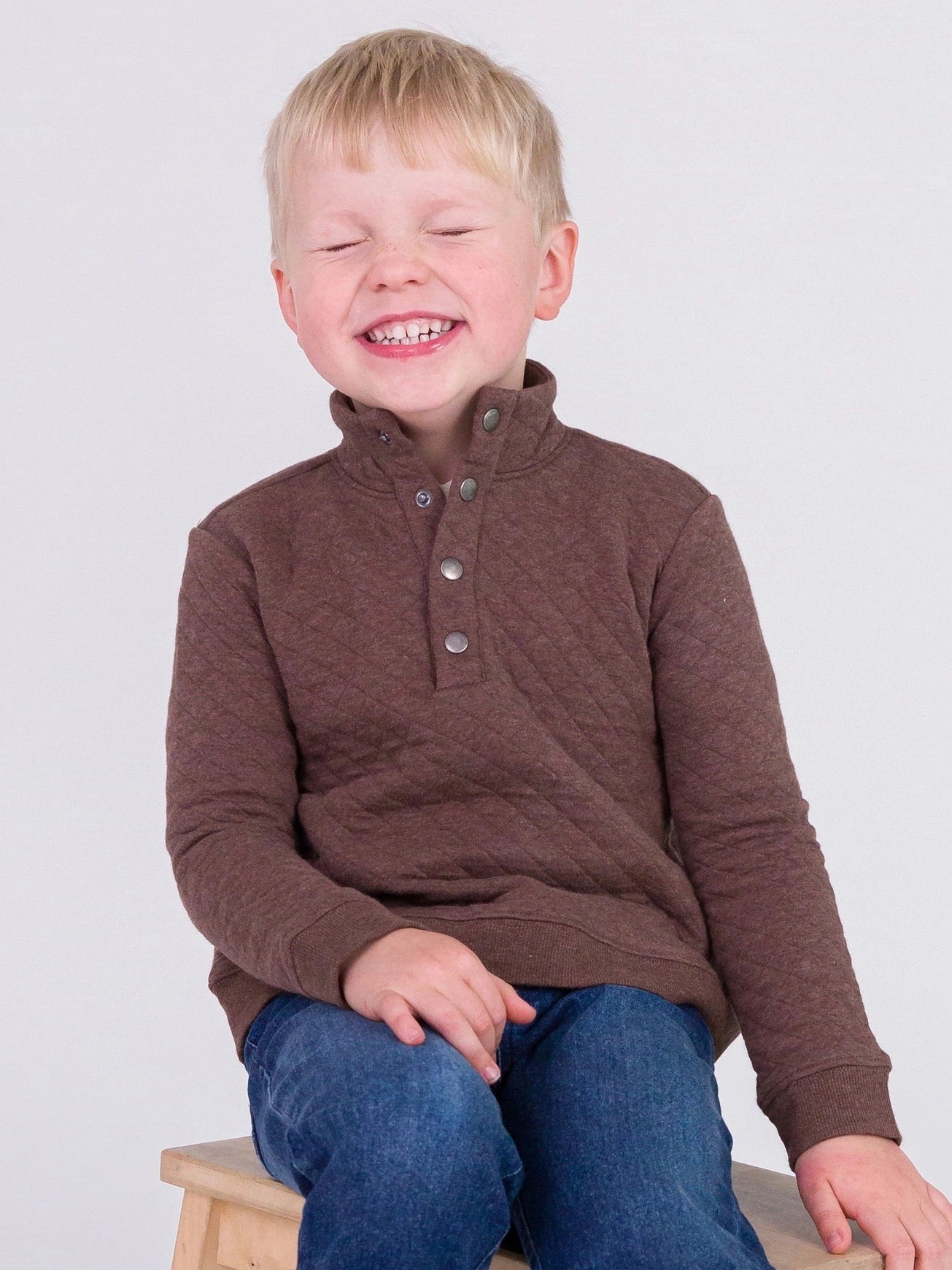 PREORDER | Boys Heather Carafe Quilted Quarter Snap Sweatshirt