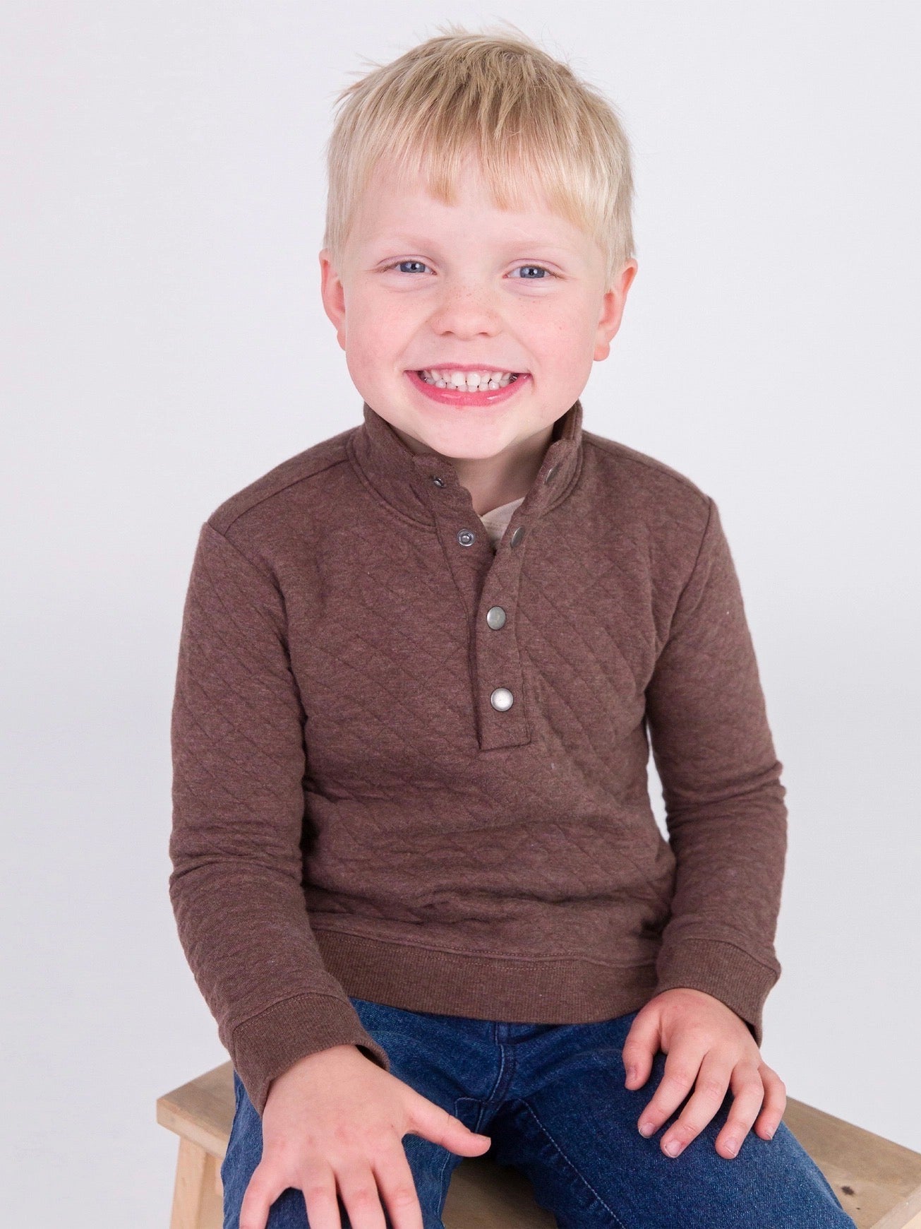 PREORDER | Boys Heather Carafe Quilted Quarter Snap Sweatshirt