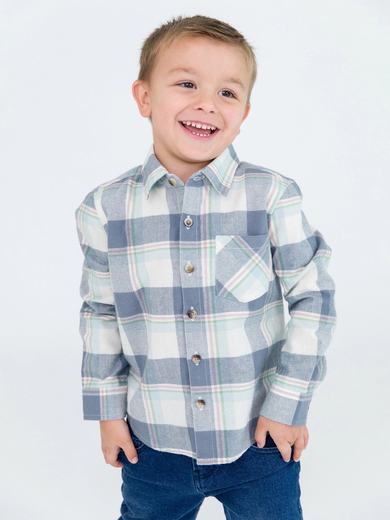 PREORDER | Boys Alpine Plaid Flannel Long Sleeve Button Down Shirt