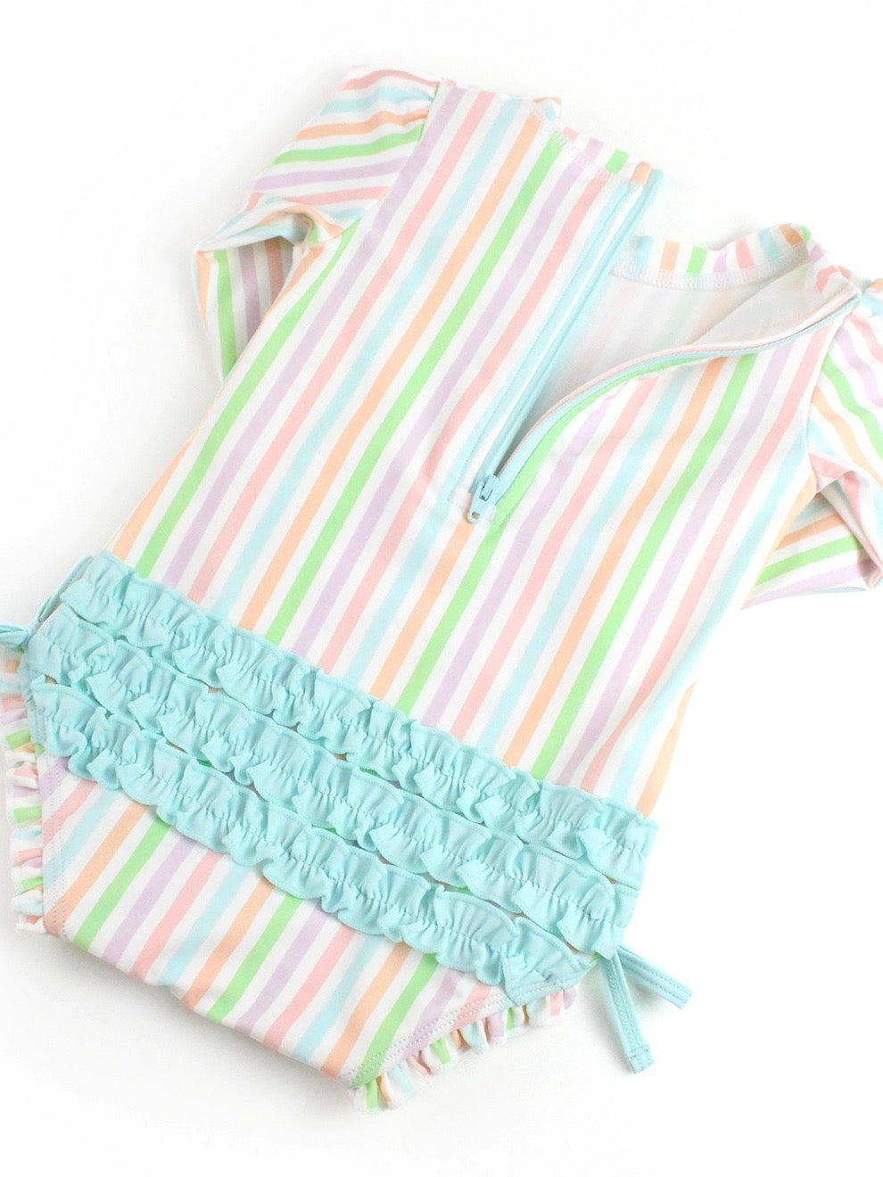 Rainbow Stripe One Piece Rash Guard