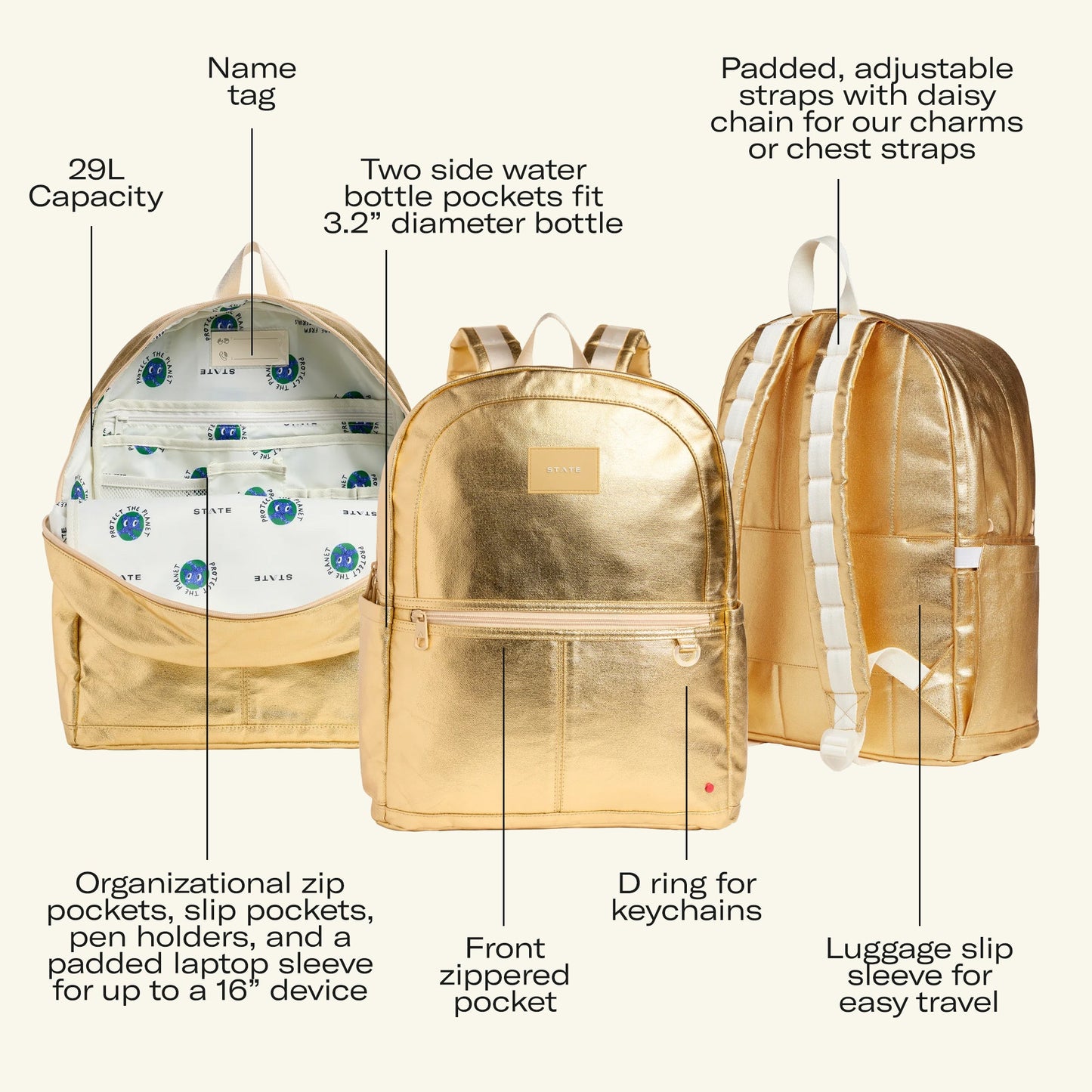 Kane Double Pocket Large Backpack