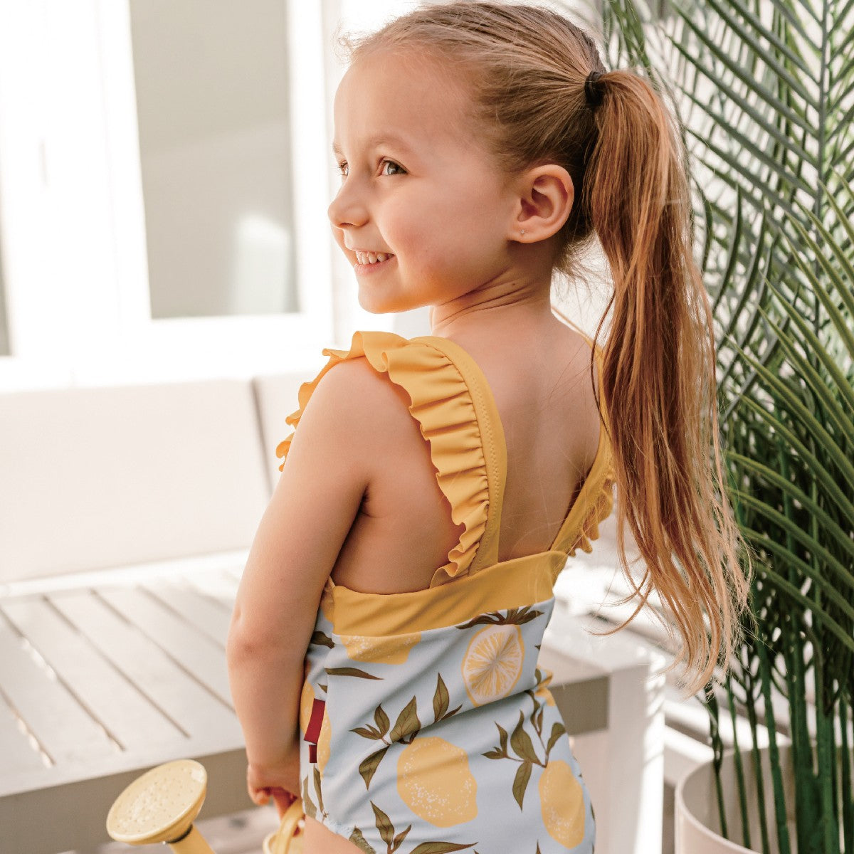 Summer Surf Ruffle Square Neck Swimsuit