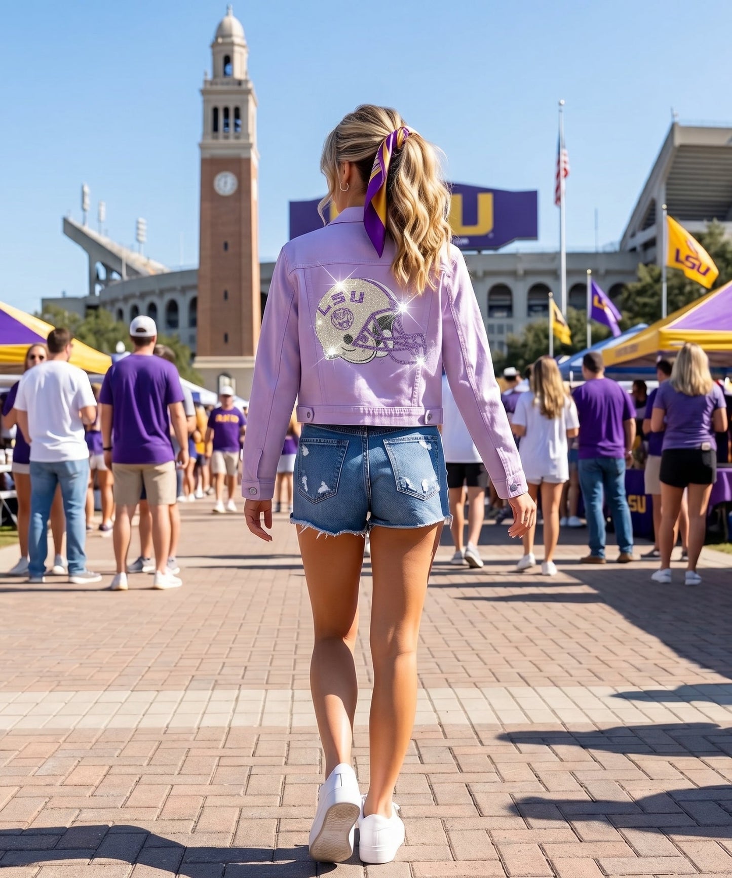 Louisiana State University Helmet Purple Denim Jacket