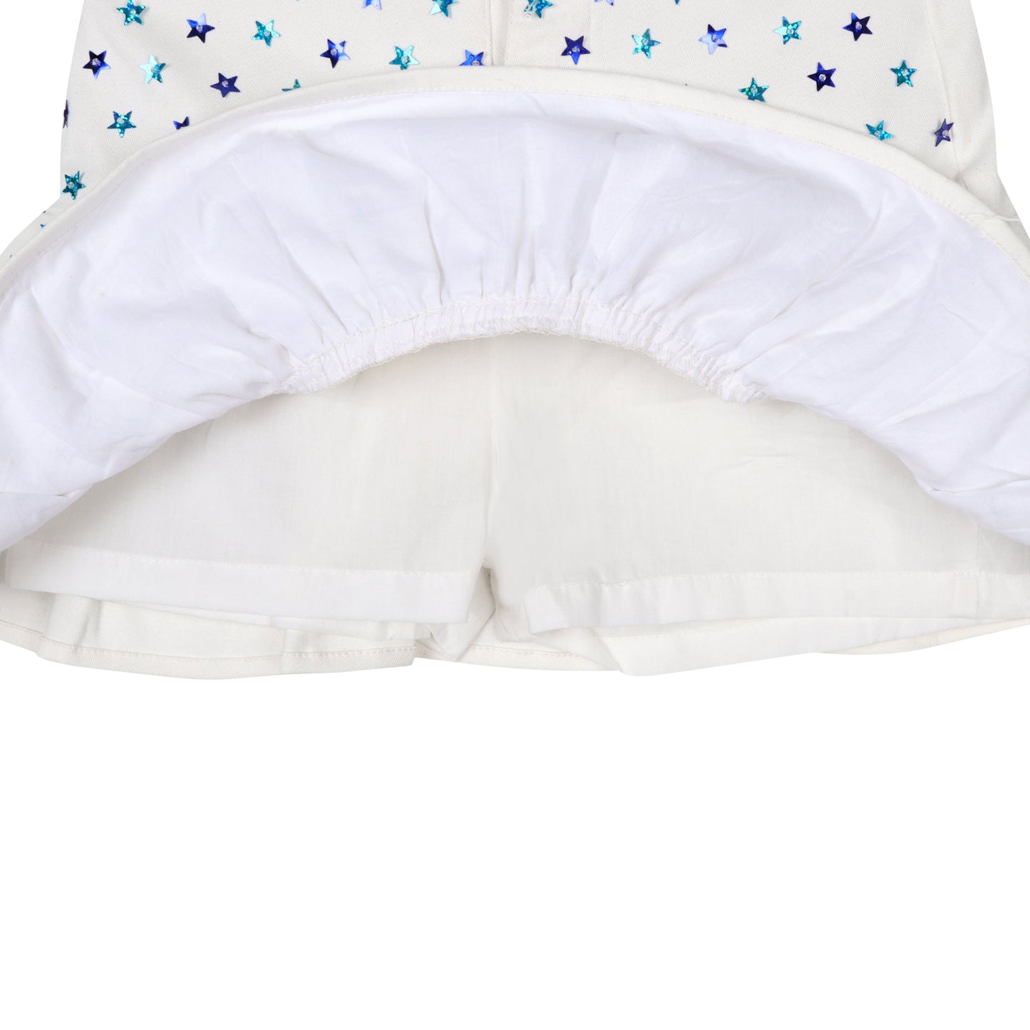 White Sequin Stars Denim Skort