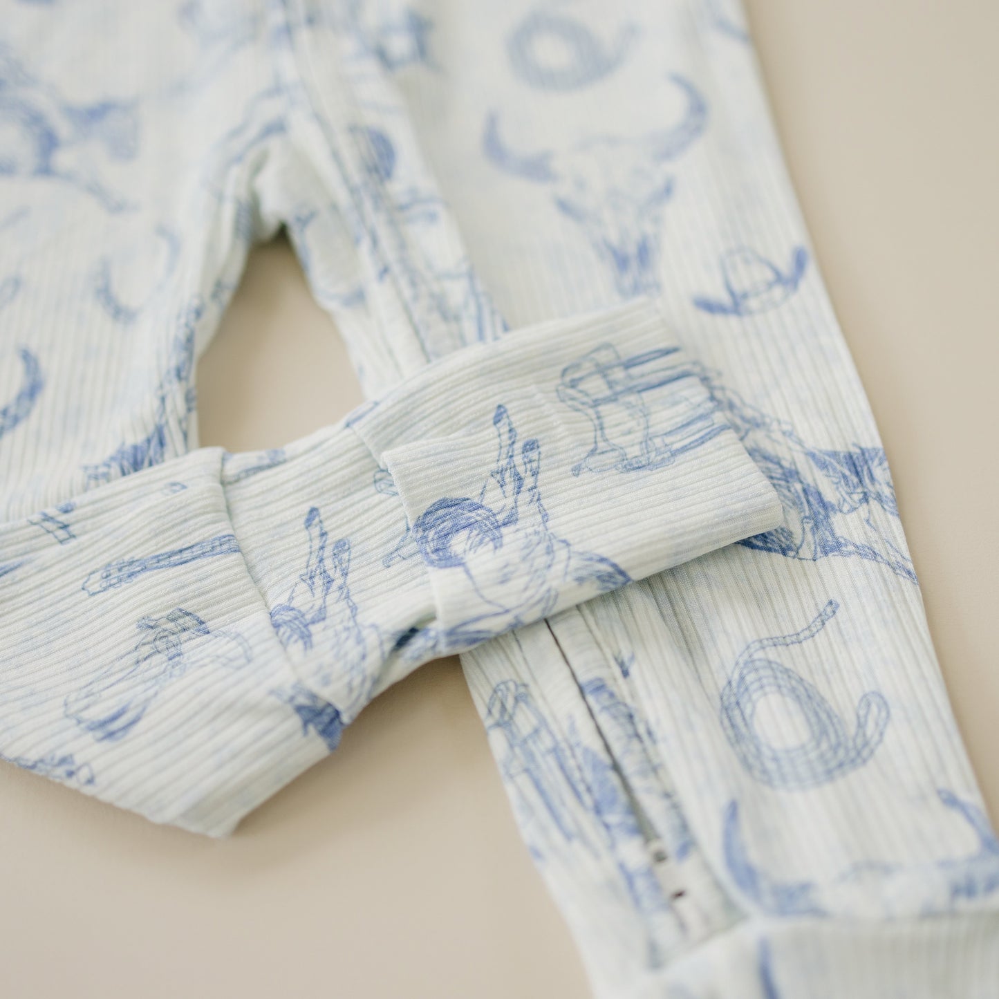 Cowboy Blues Ribbed Bamboo Zippy Romper