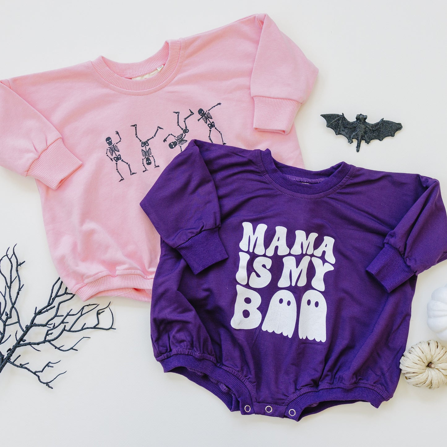 Dancing Skeletons Sweatshirt Romper | Pink