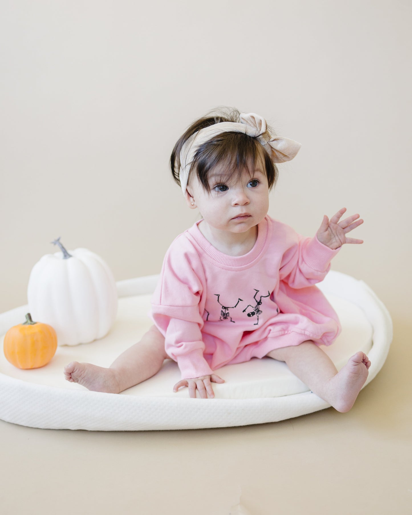 Dancing Skeletons Sweatshirt Romper | Pink