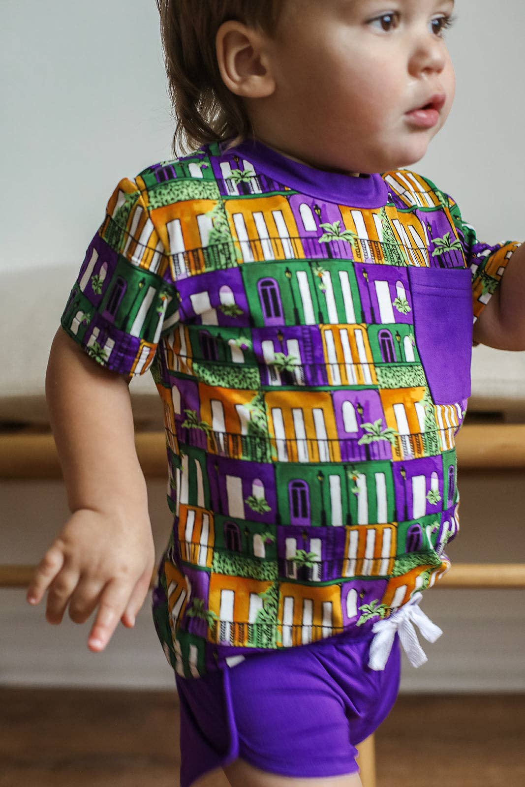 Mardi Gras Houses Bamboo Varsity Short Set