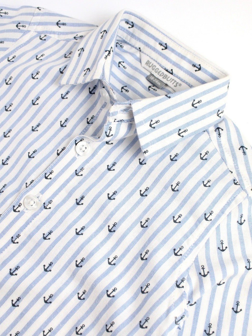 Anchors Ahoy Stripe Long Sleeve Button Down Shirt - Little Baby