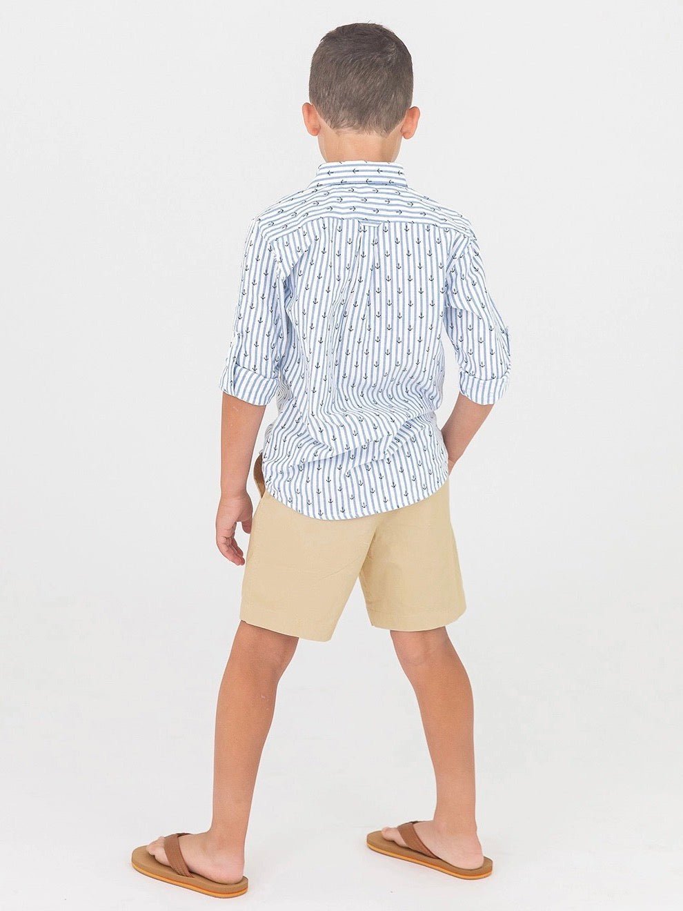 Anchors Ahoy Stripe Long Sleeve Button Down Shirt - Little Baby