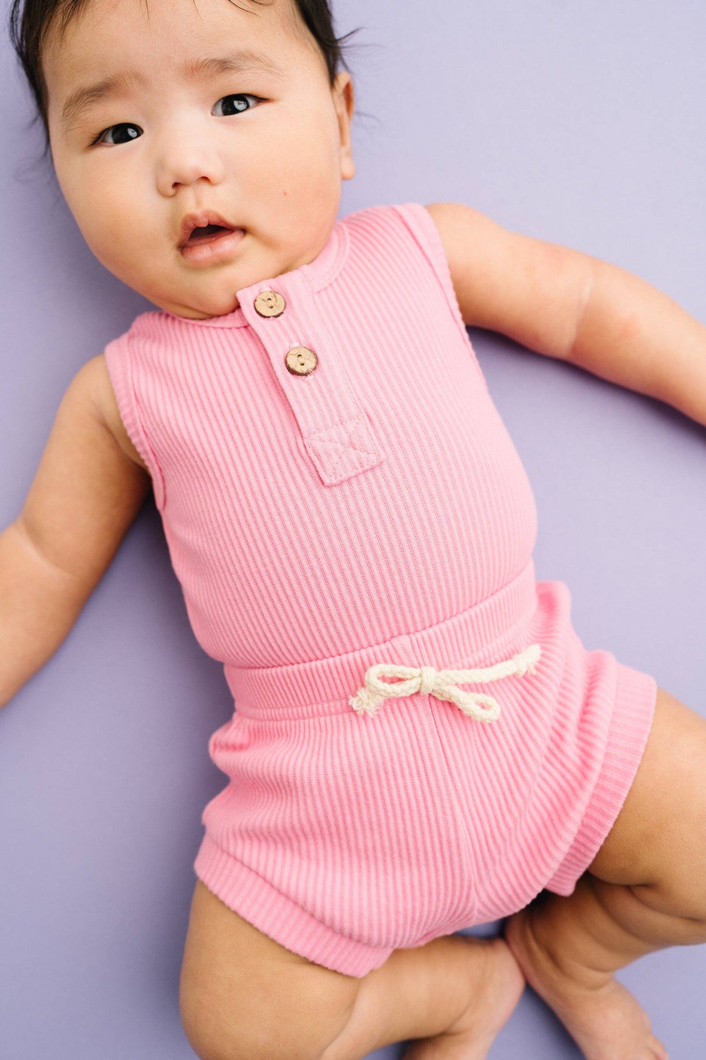 Passion Pink Ribbed Tank Set