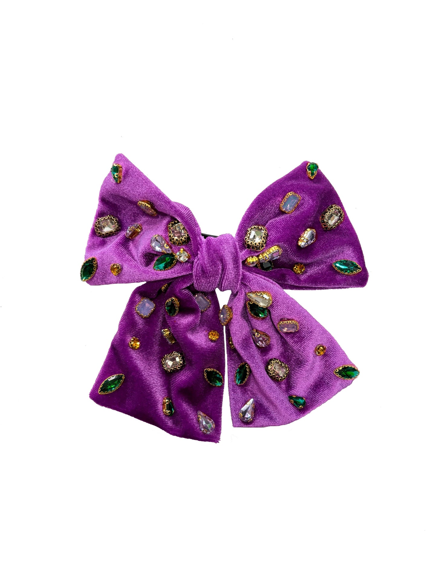 Mardi Gras Bejeweled Velvet Bow