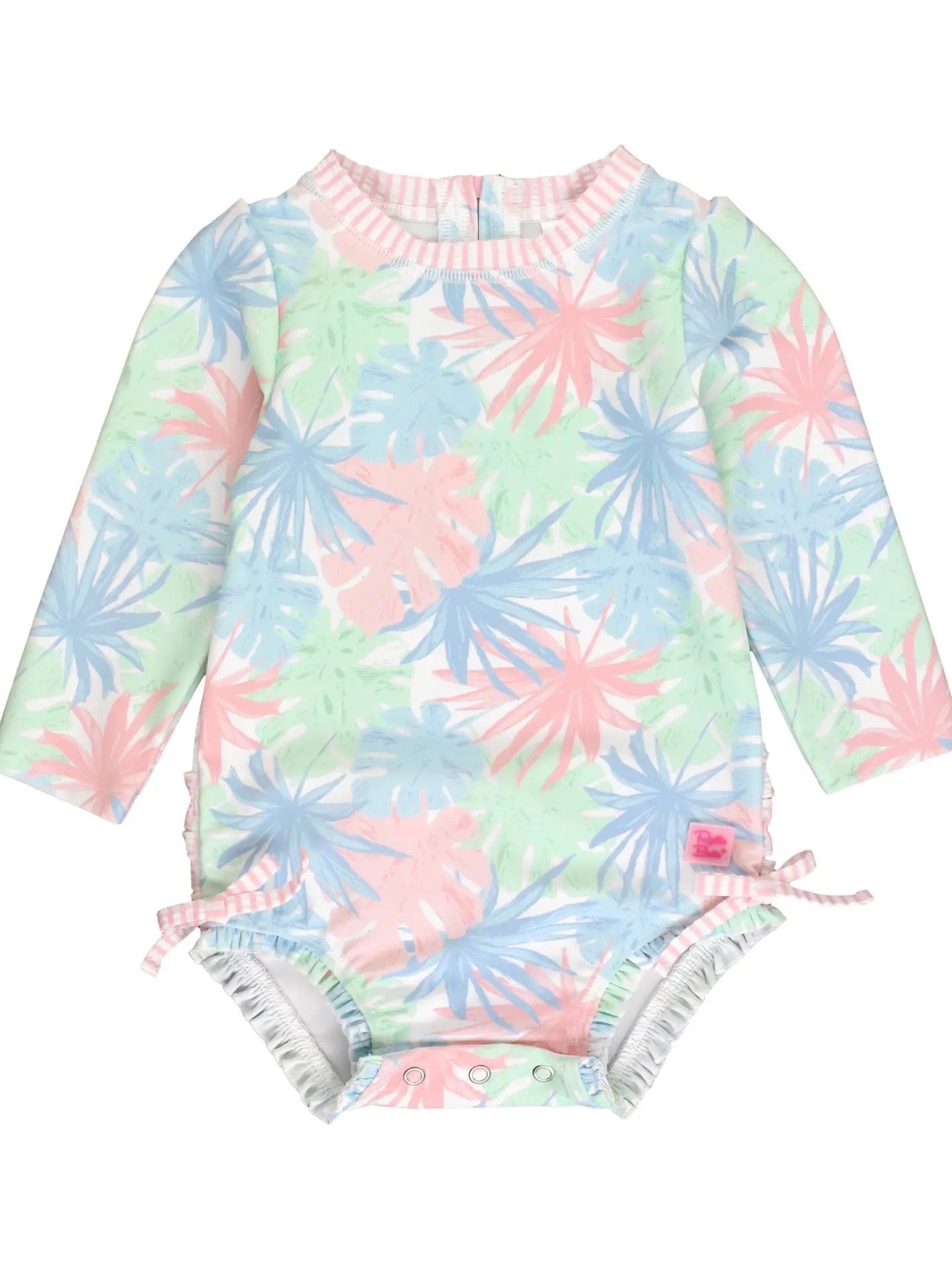 Baby Girls Pastel Palms Long Sleeve One Piece Rash Guard - Little Baby