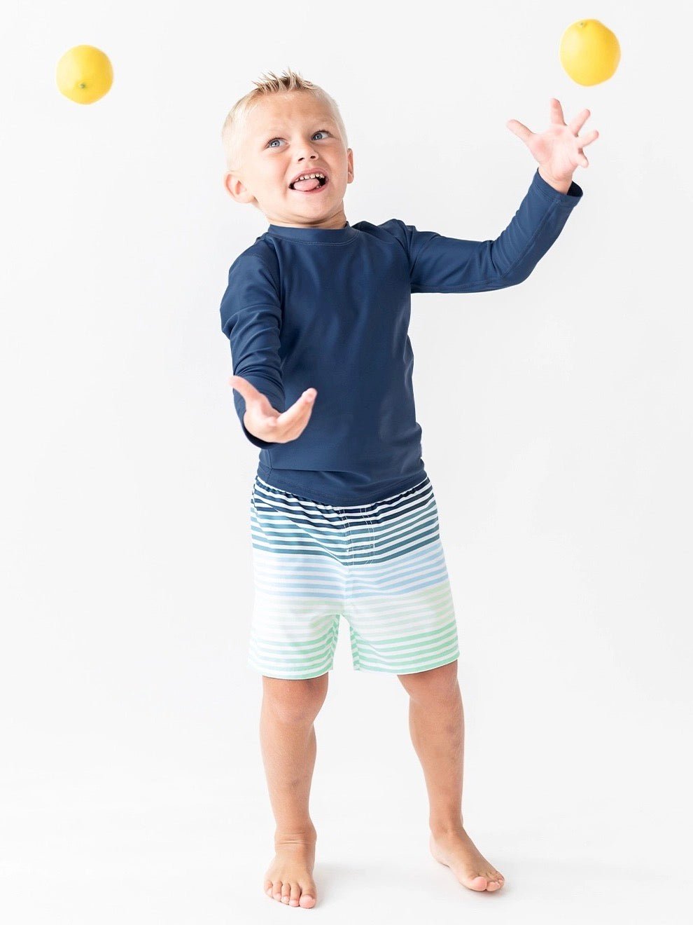 Boys Navy Long Sleeve Rash Guard - Little Baby