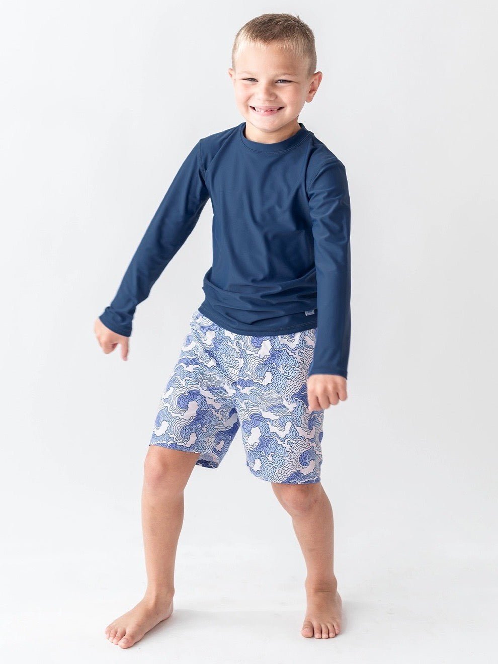 Boys Navy Long Sleeve Rash Guard - Little Baby