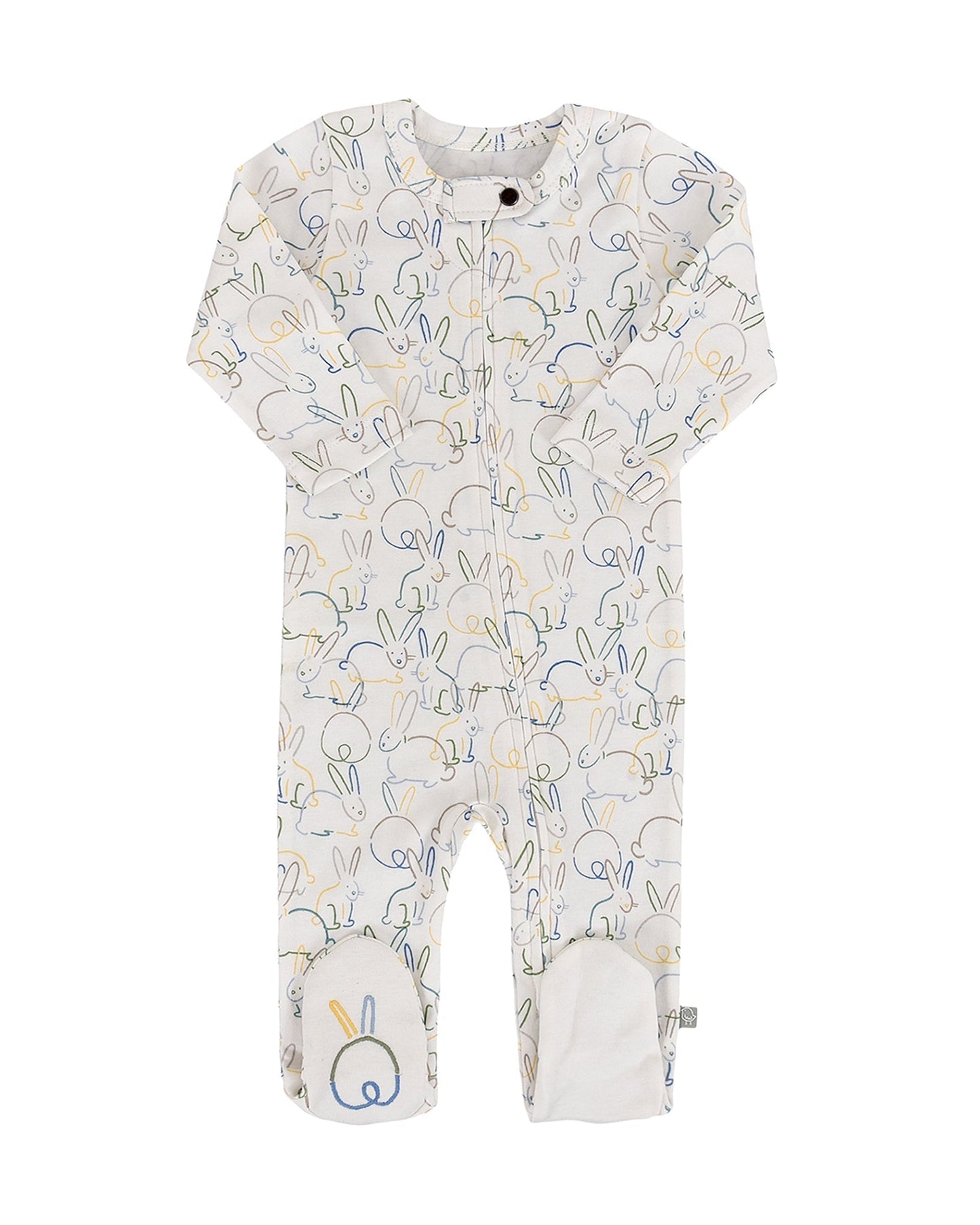 Baby onesie with bunny pattern on a white background