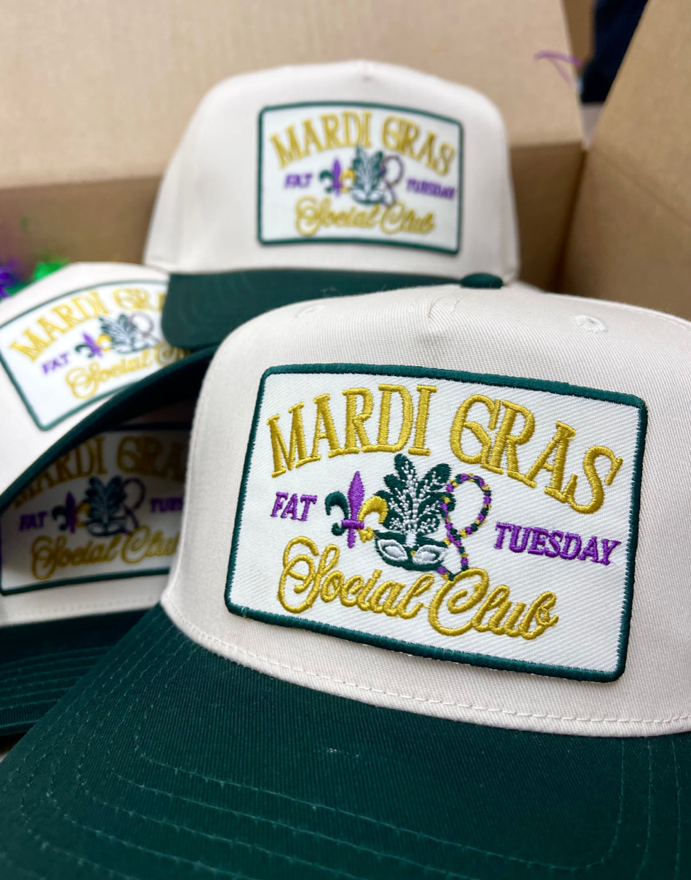Mardi Gras Social Club | Green Vintage Trucker Hat