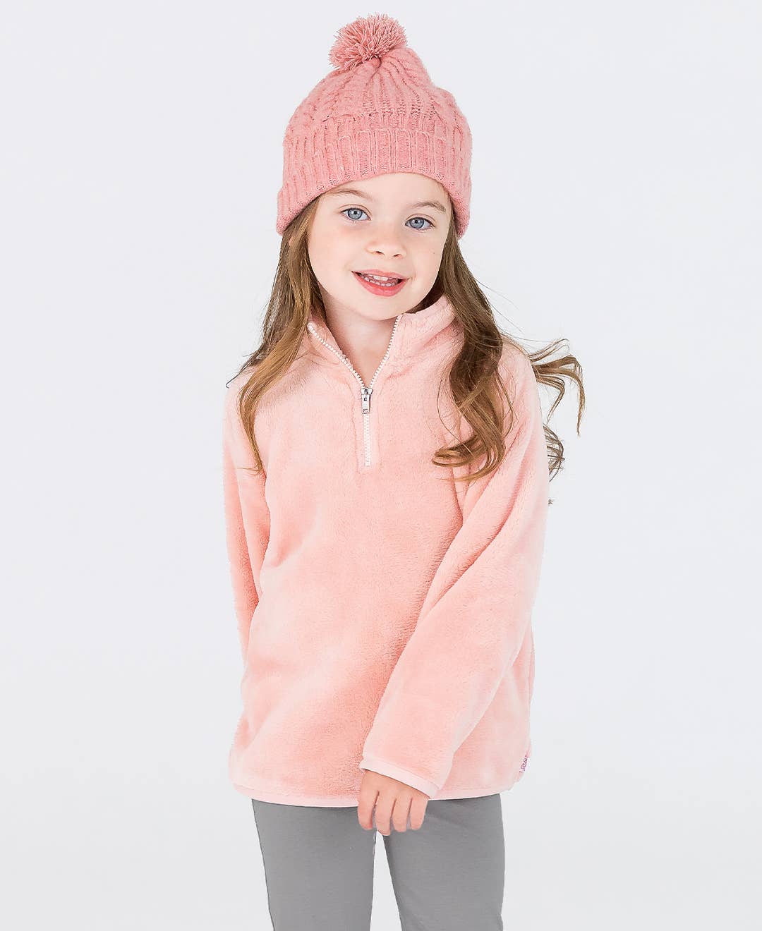 PREORDER | Girls French Rose Pink Fleece Quarter-Zip Pullover