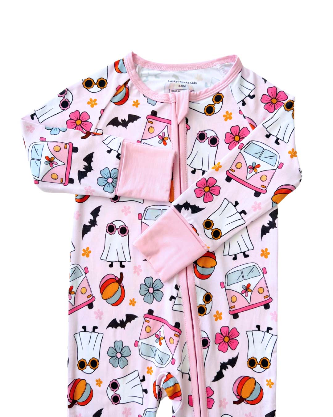 Bamboo Zip Pajamas | Retro Ghost