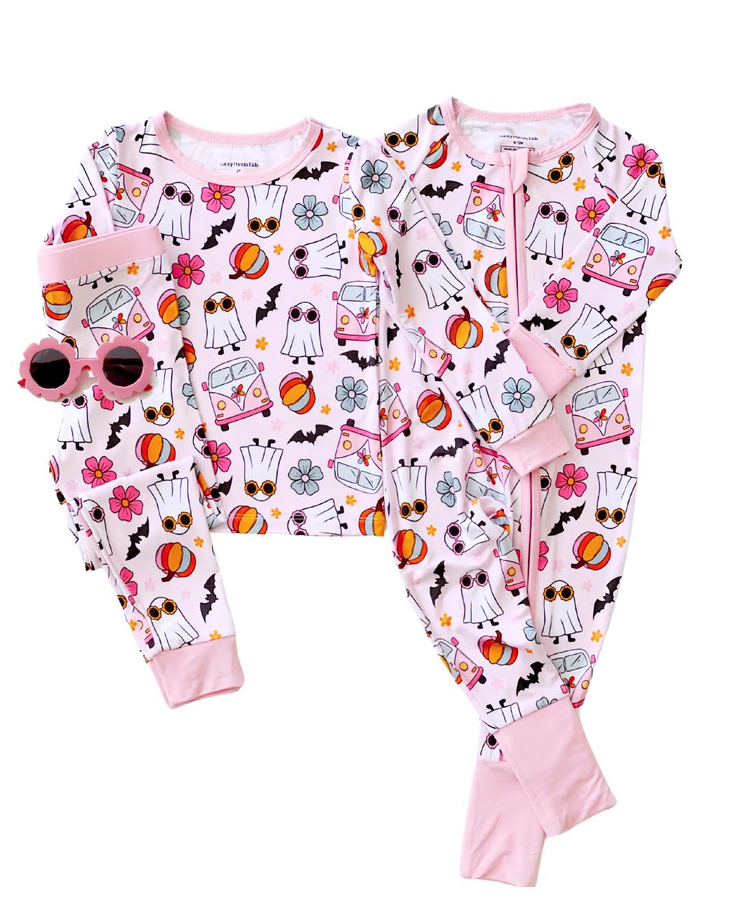 Bamboo Zip Pajamas | Retro Ghost